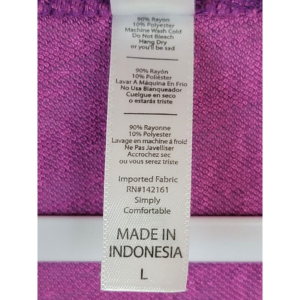LuLaRoe Purple Feathers Short Sleeve Tunic Top Women's Size Large High-Low Hem - Picture 9 of 9